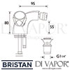 Bristan Club Bidet Mixer Pop-Up Waste Dimensions